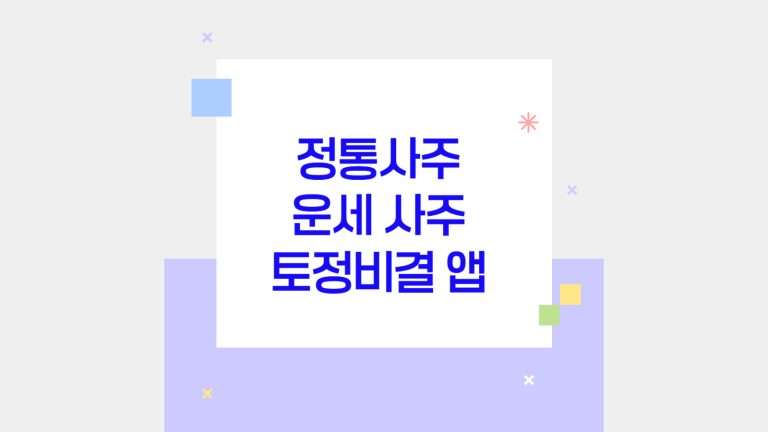 정통사주 운세 사주 토정비결 앱