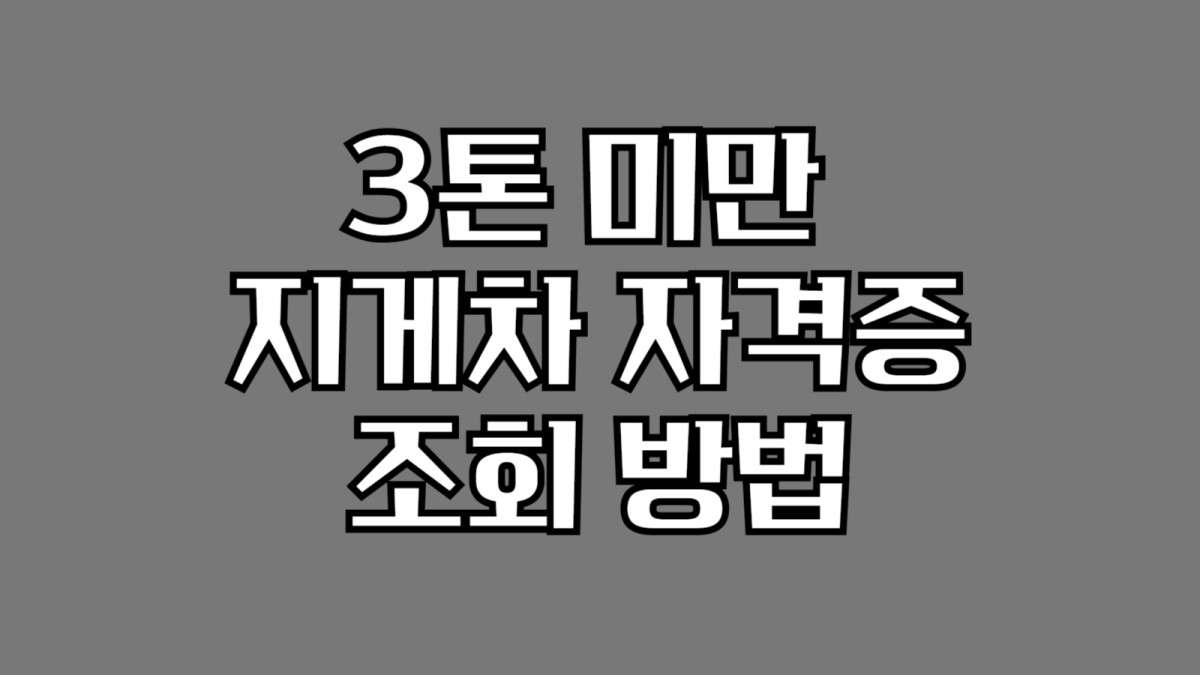 3톤 미만  지게차 자격증 조회 방법