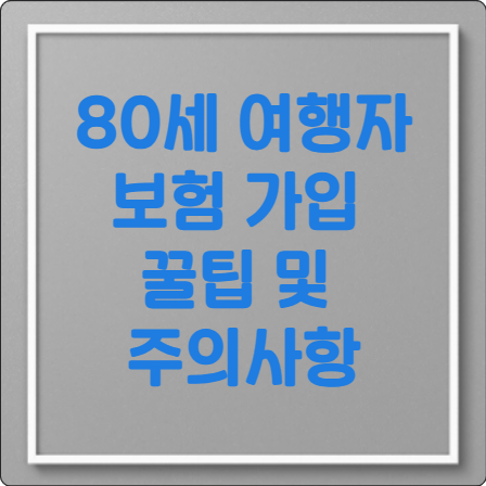 80세 여행자 보험 가입 꿀팁 및 주의사항